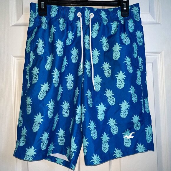 Hollister Other - Hollister Men's Blue Pineapple Swim Trunks Size XS